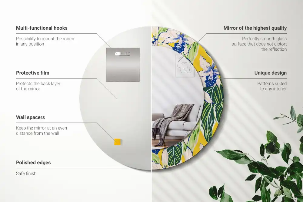 Okrúhle dekoračné zrkadlo na stenu Orchidey