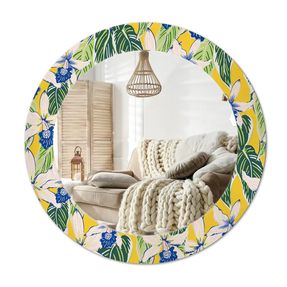 Okrúhle dekoračné zrkadlo na stenu Orchidey