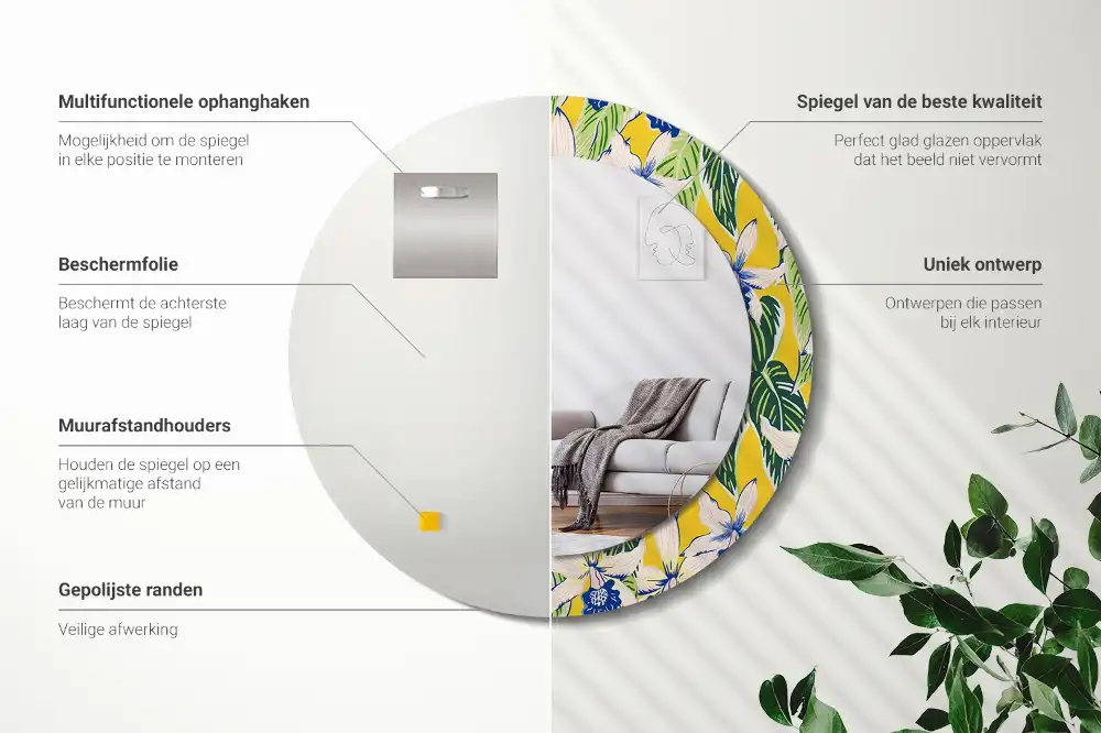 Okrúhle dekoračné zrkadlo na stenu Orchidey