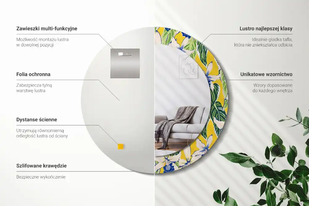 Okrúhle dekoračné zrkadlo na stenu Orchidey