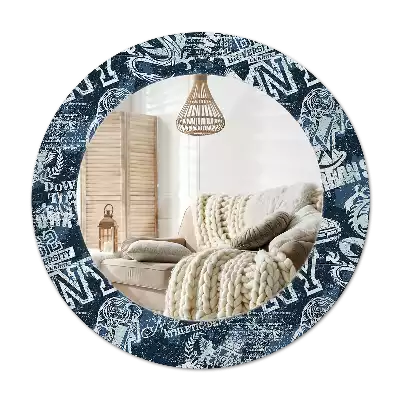 Okrúhle zrkadlo rám s potlačou Newyorská vysoká škola