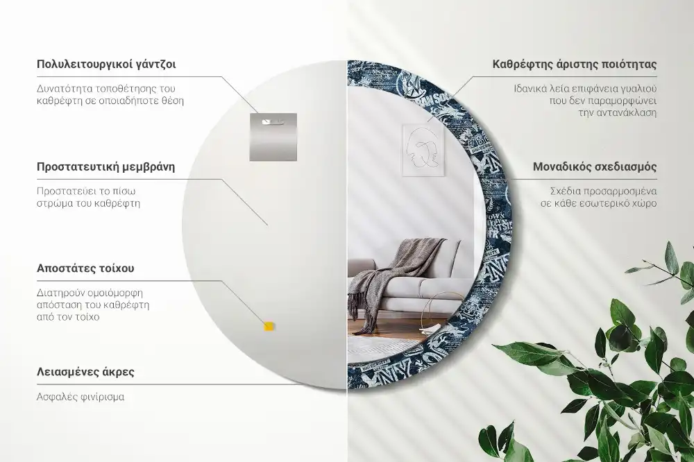 Okrúhle zrkadlo rám s potlačou Newyorská vysoká škola