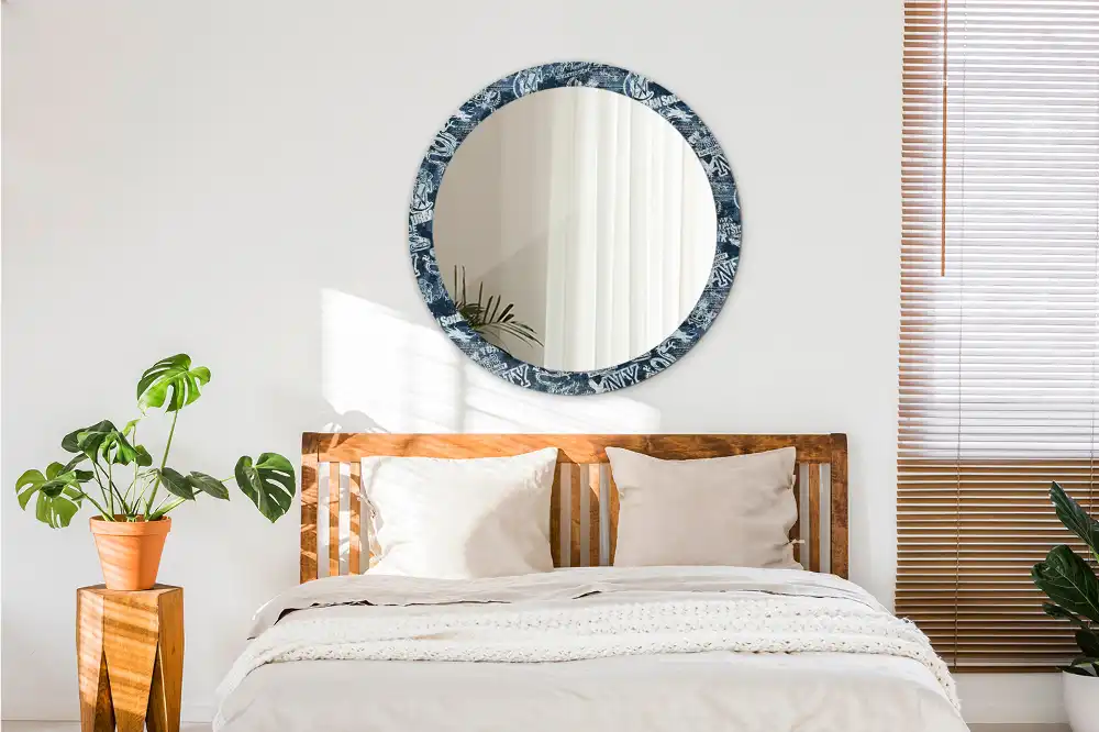 Okrúhle zrkadlo rám s potlačou Newyorská vysoká škola