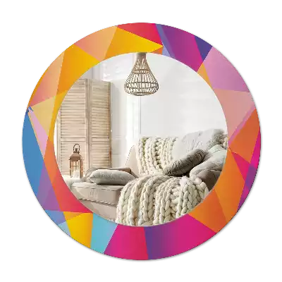 Okrúhle zrkadlo s potlačeným rámom Geometrická kompozícia