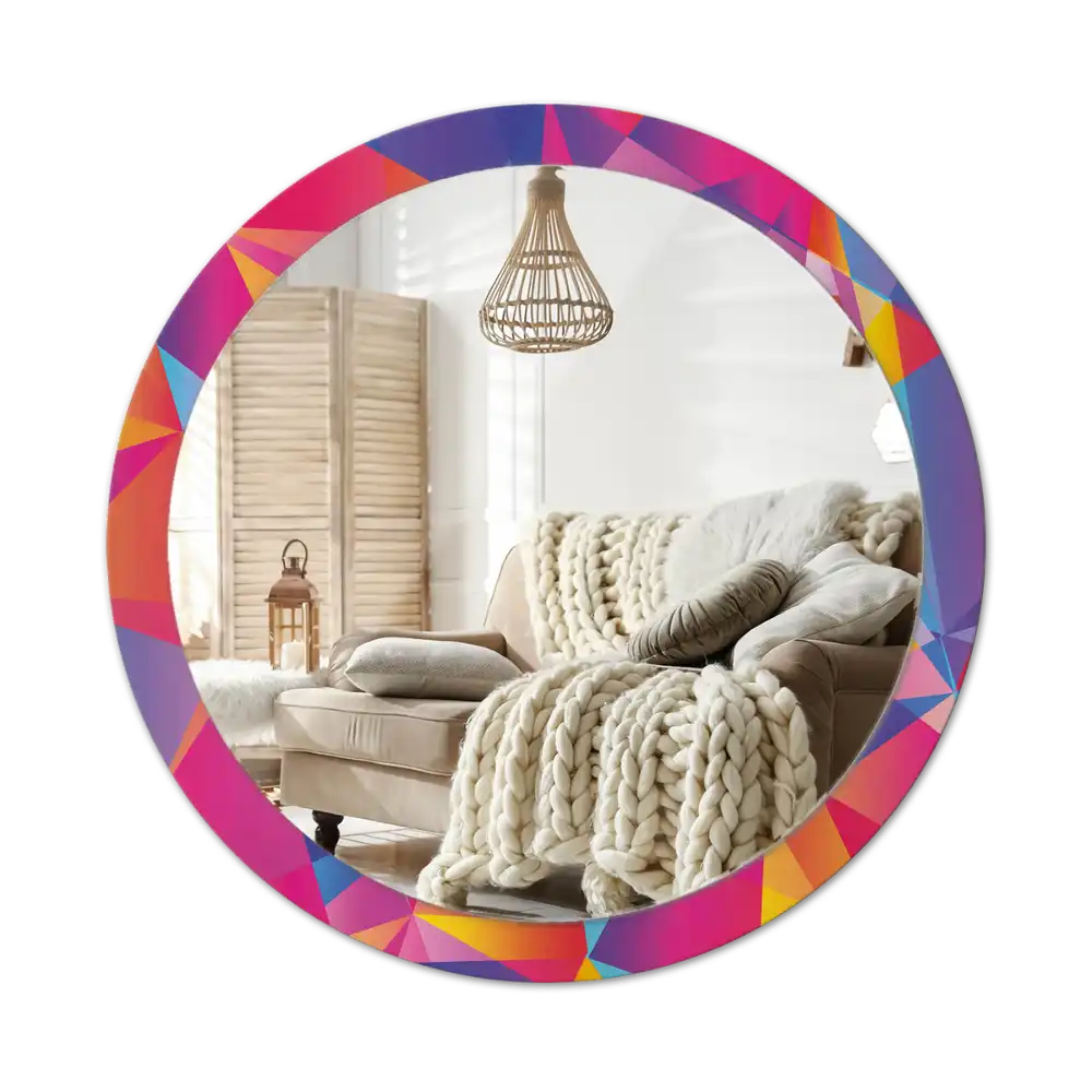 Okrúhle zrkadlo s potlačeným rámom Geometrická kompozícia