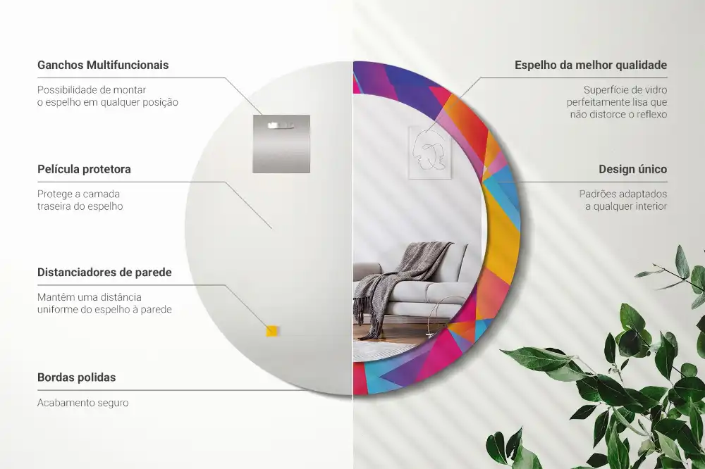 Okrúhle zrkadlo s potlačeným rámom Geometrická kompozícia