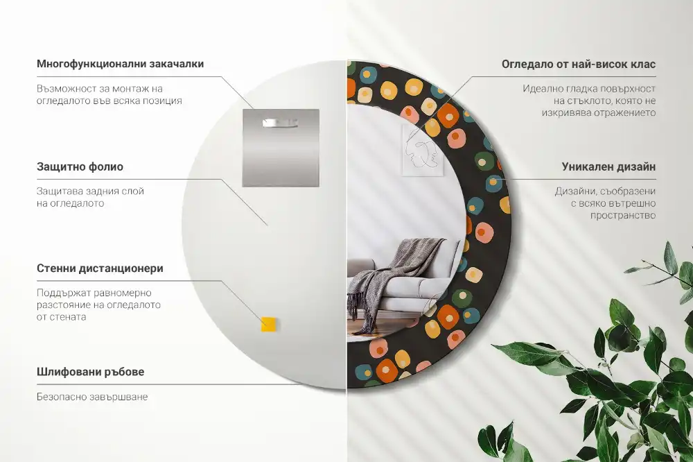 Okrúhle dekoračné zrkadlo na stenu Kvetinové bodky