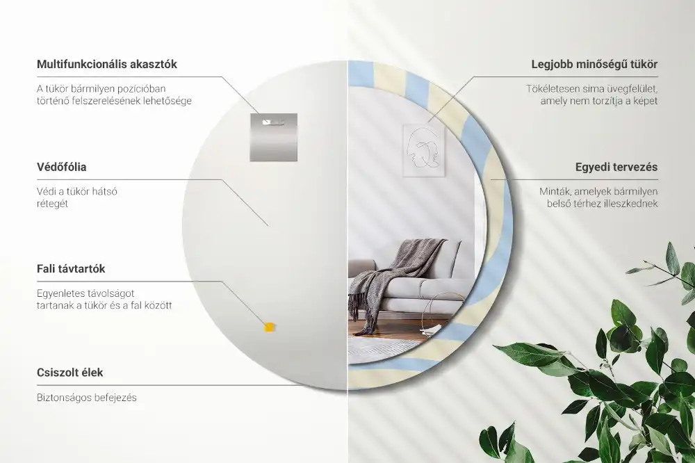 Okrúhle zrkadlo rám s potlačou Abstraktný tvar