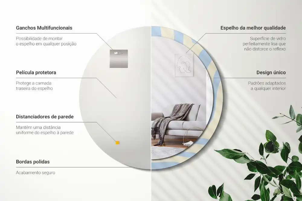 Okrúhle zrkadlo rám s potlačou Abstraktný tvar