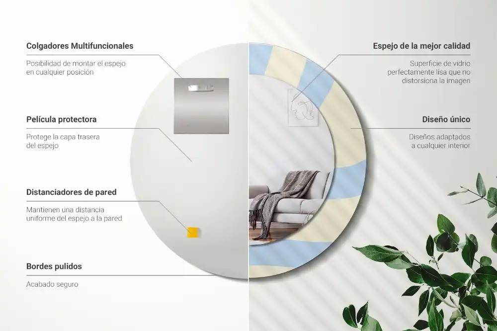 Okrúhle zrkadlo rám s potlačou Abstraktný tvar