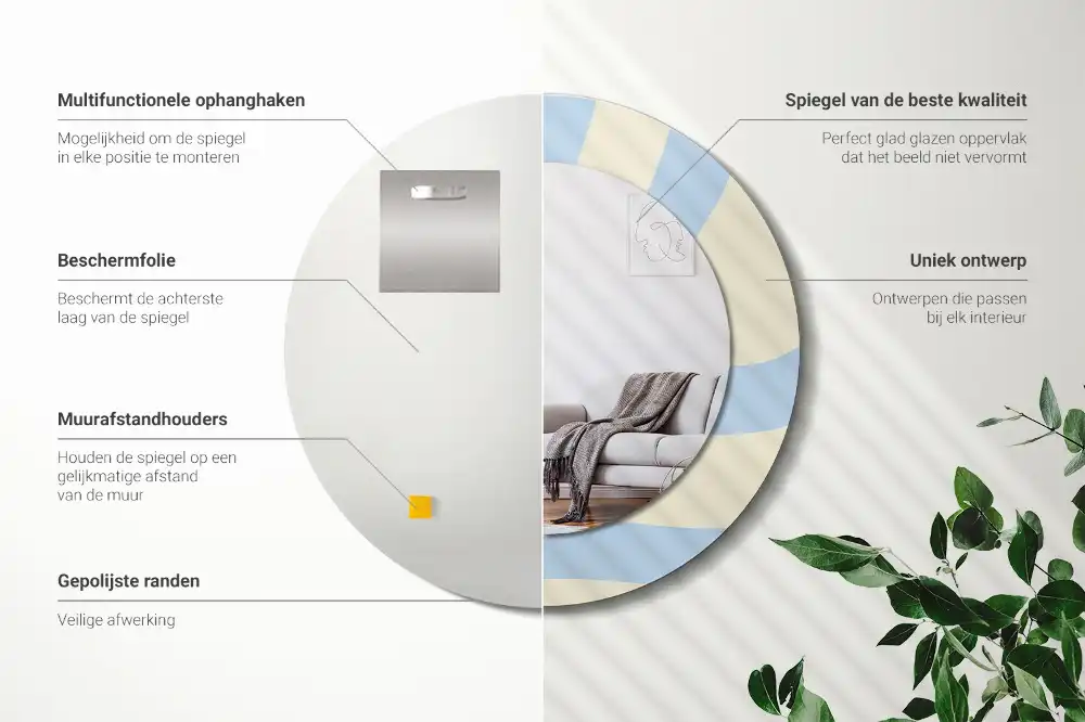 Okrúhle zrkadlo rám s potlačou Abstraktný tvar