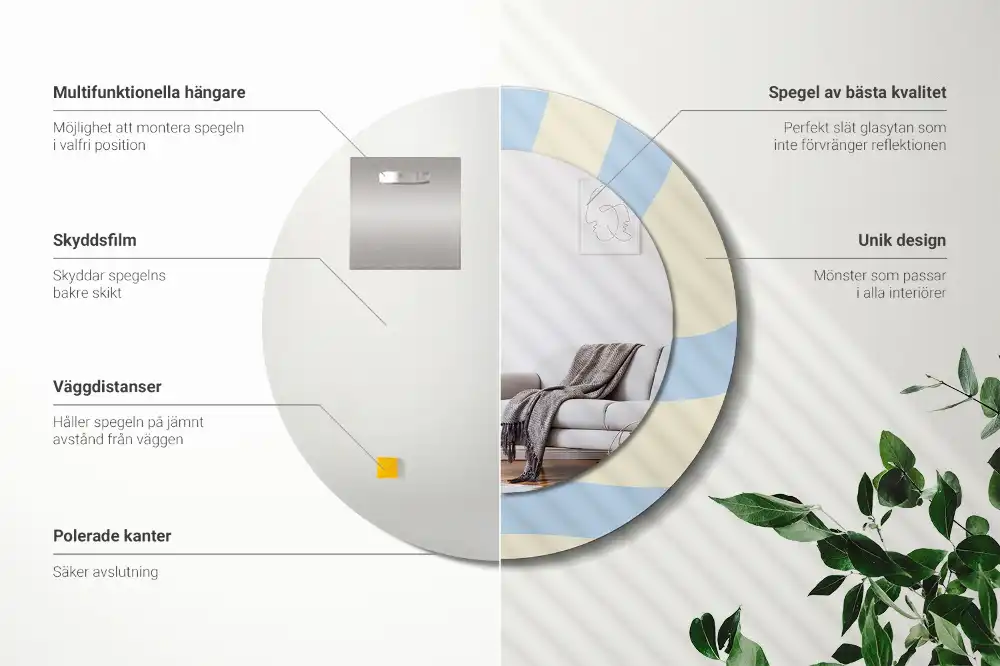 Okrúhle zrkadlo rám s potlačou Abstraktný tvar