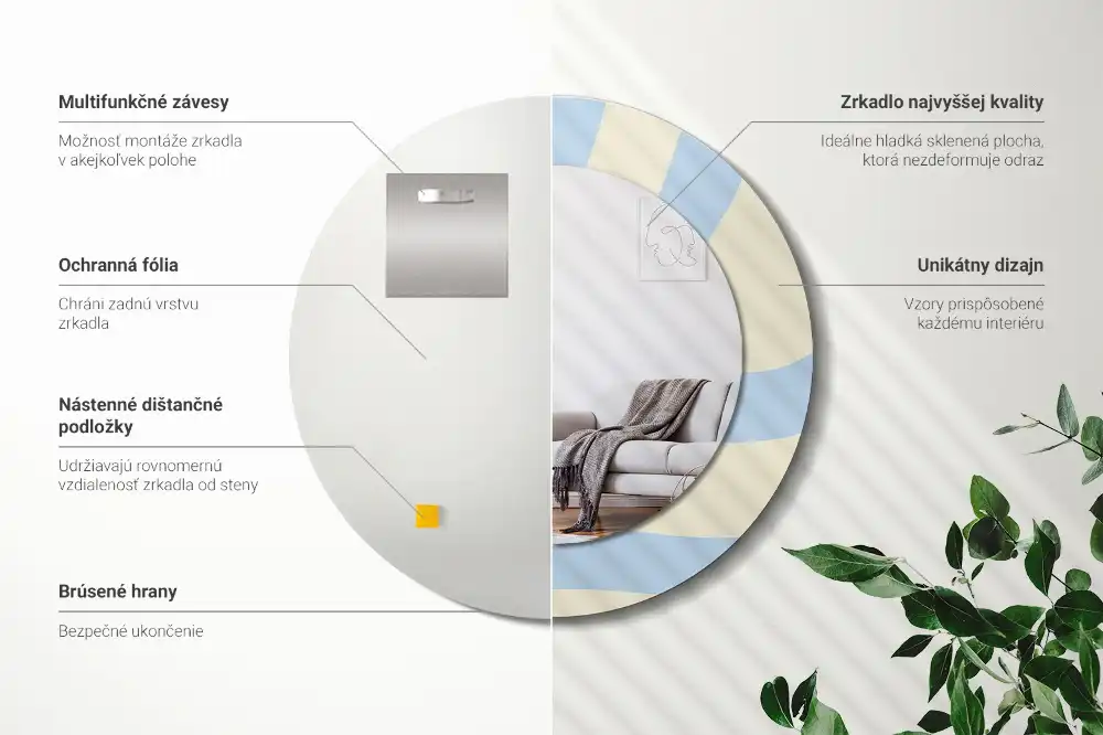 Okrúhle zrkadlo rám s potlačou Abstraktný tvar