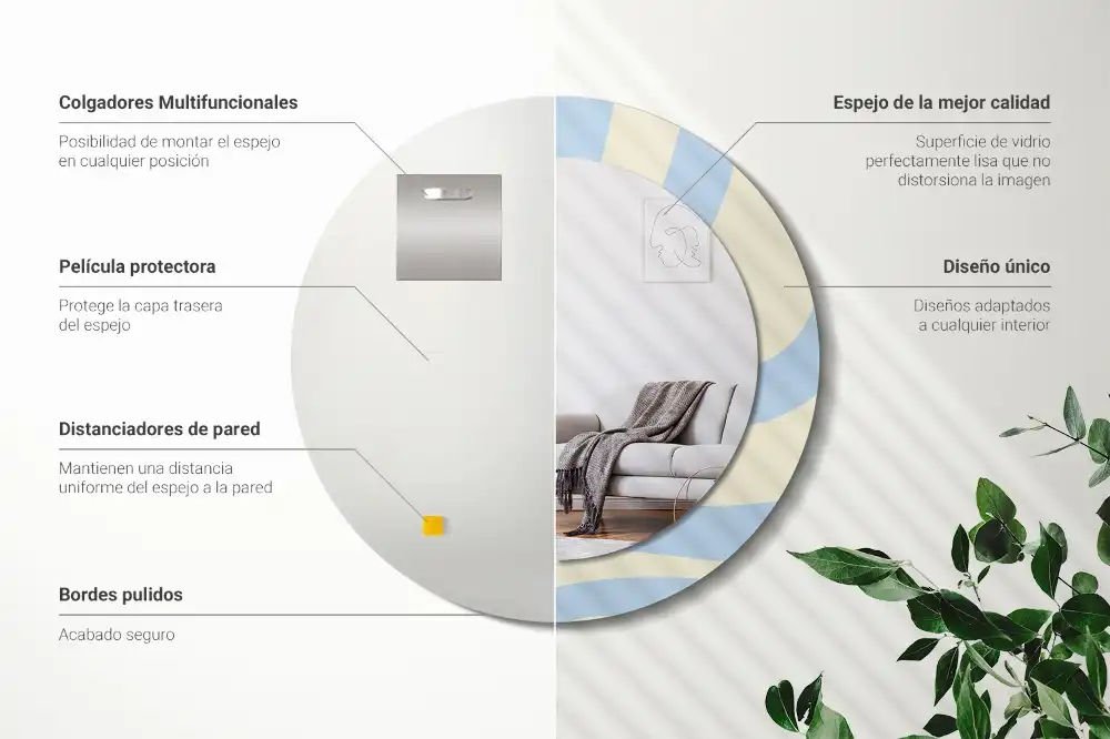 Okrúhle zrkadlo rám s potlačou Abstraktný tvar