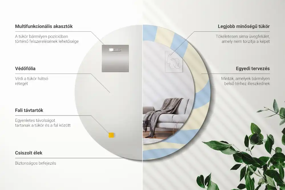 Okrúhle zrkadlo rám s potlačou Abstraktný tvar