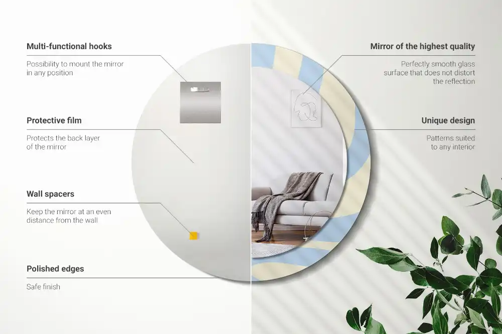 Okrúhle zrkadlo rám s potlačou Abstraktný tvar