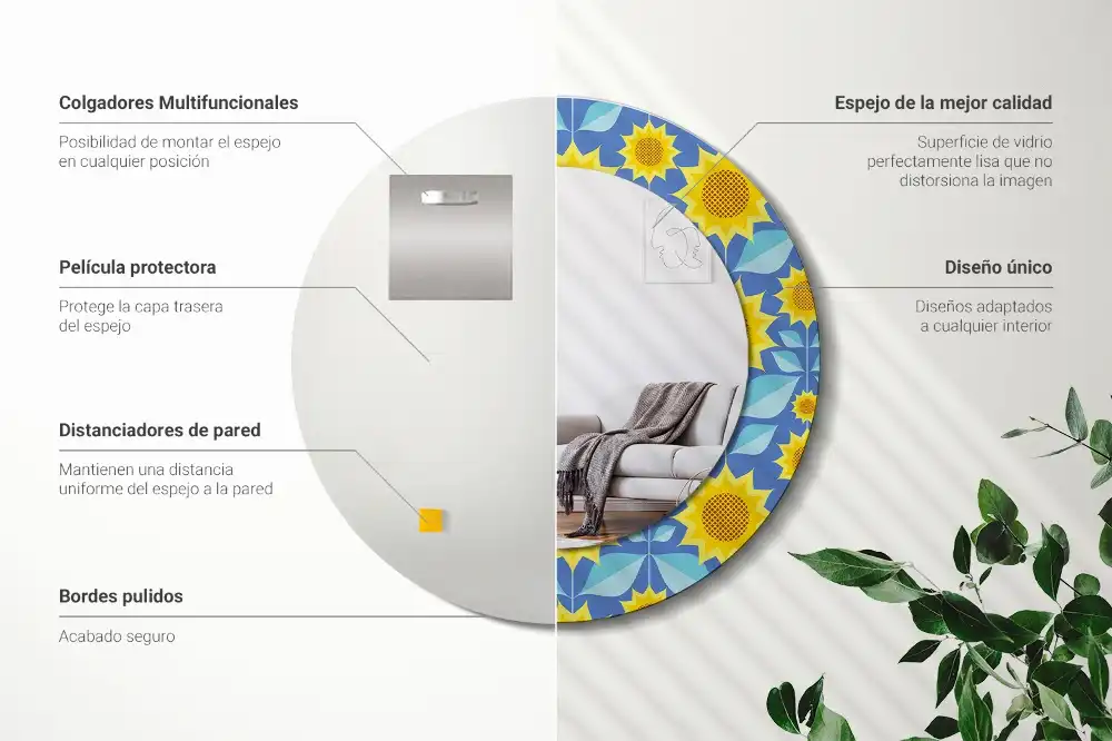 Okrúhle zrkadlo s potlačeným rámom Geometrické slnečnice