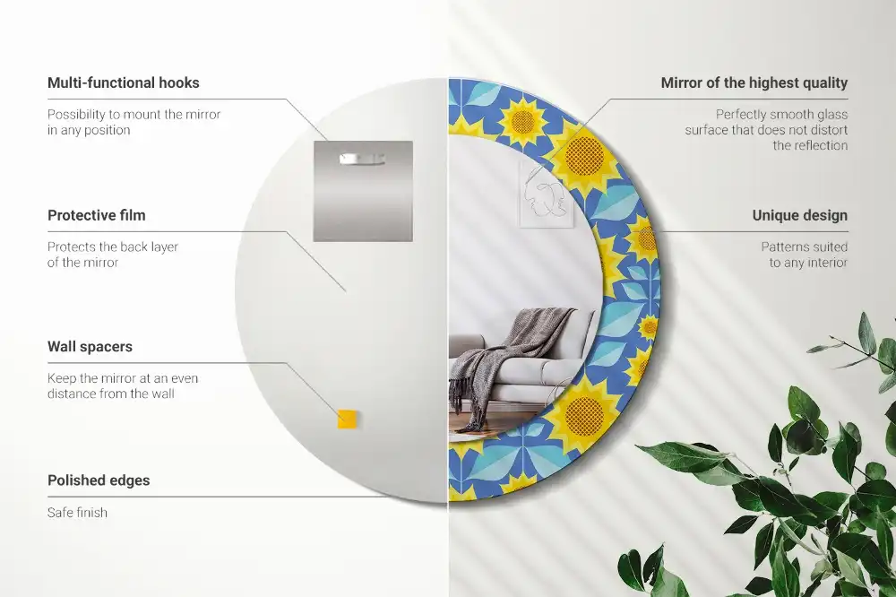 Okrúhle zrkadlo s potlačeným rámom Geometrické slnečnice