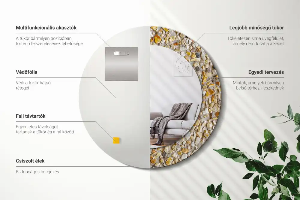 Okrúhle zrkadlo rám s potlačou Terazzový vzor