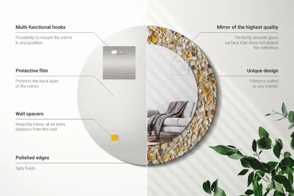 Okrúhle zrkadlo rám s potlačou Terazzový vzor