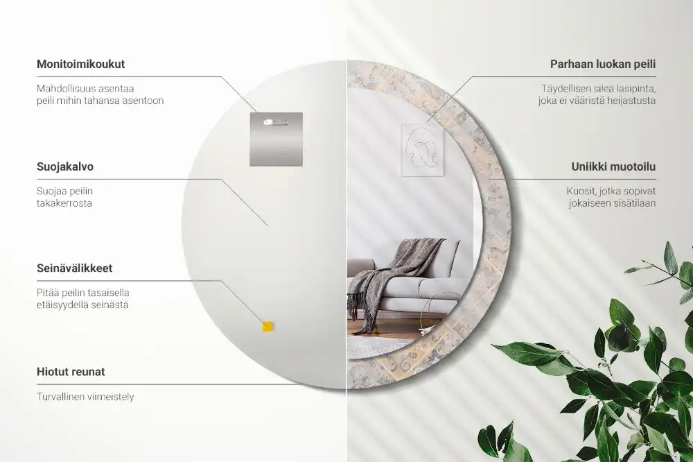 Okrúhle zrkadlo s potlačeným rámom Brúsené dlaždice