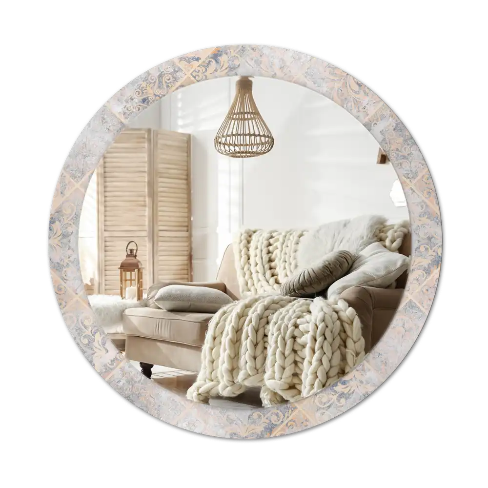 Okrúhle zrkadlo s potlačeným rámom Brúsené dlaždice