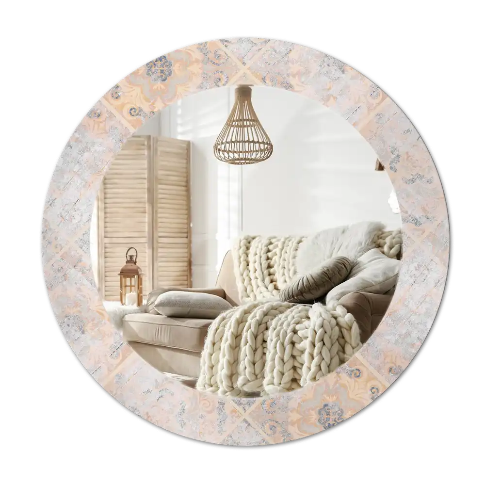 Okrúhle zrkadlo s potlačeným rámom Brúsené dlaždice