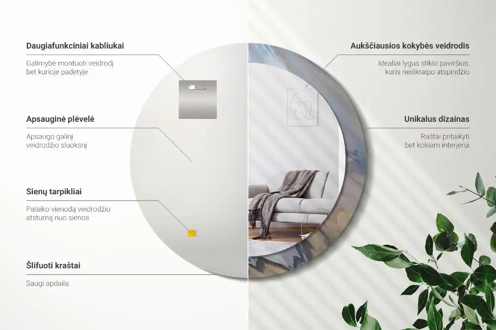 Okrúhle dekoračné zrkadlo na stenu Abstraktné vlny