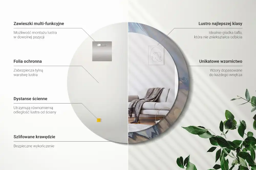 Okrúhle dekoračné zrkadlo na stenu Abstraktné vlny