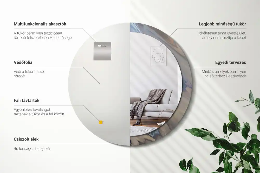 Okrúhle dekoračné zrkadlo na stenu Abstraktné vlny