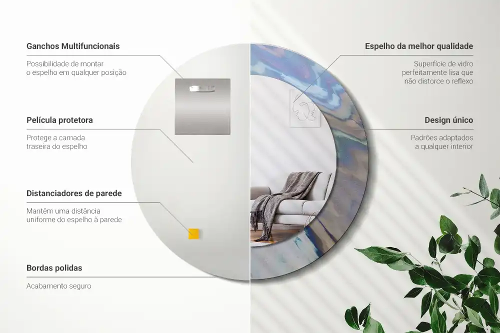 Okrúhle dekoračné zrkadlo na stenu Abstraktné vlny