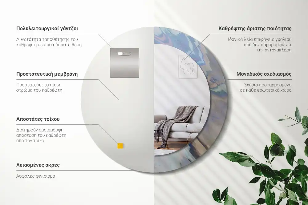 Okrúhle dekoračné zrkadlo na stenu Abstraktné vlny