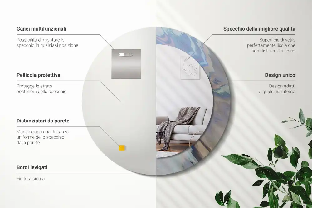 Okrúhle dekoračné zrkadlo na stenu Abstraktné vlny