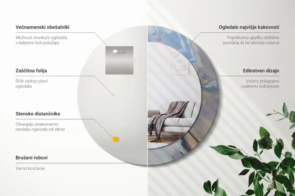 Okrúhle dekoračné zrkadlo na stenu Abstraktné vlny