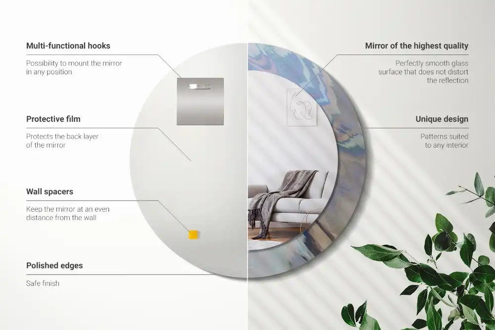 Okrúhle dekoračné zrkadlo na stenu Abstraktné vlny