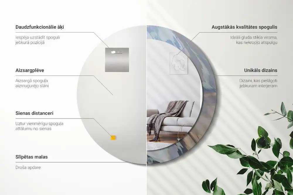 Okrúhle dekoračné zrkadlo na stenu Abstraktné vlny