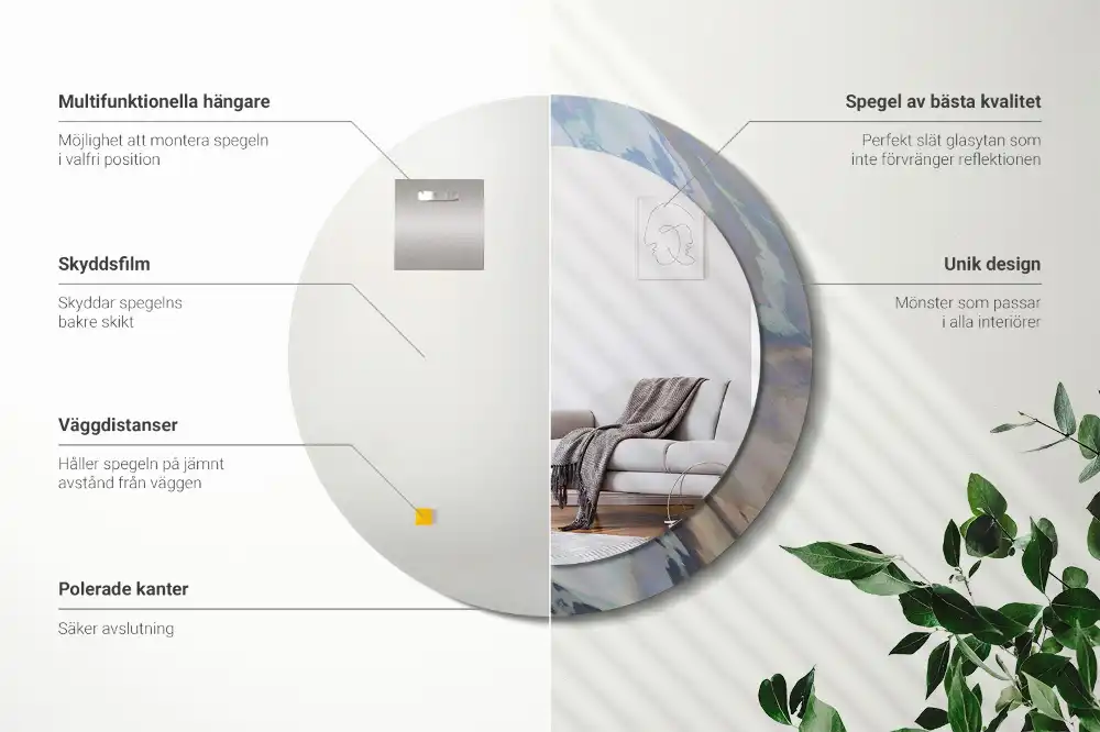 Okrúhle dekoračné zrkadlo na stenu Abstraktné vlny