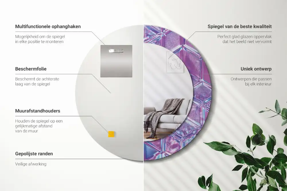 Okrúhle zrkadlo s potlačeným rámom Krištáľový vzor