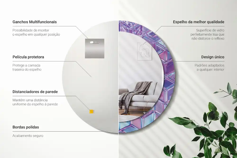 Okrúhle zrkadlo s potlačeným rámom Krištáľový vzor