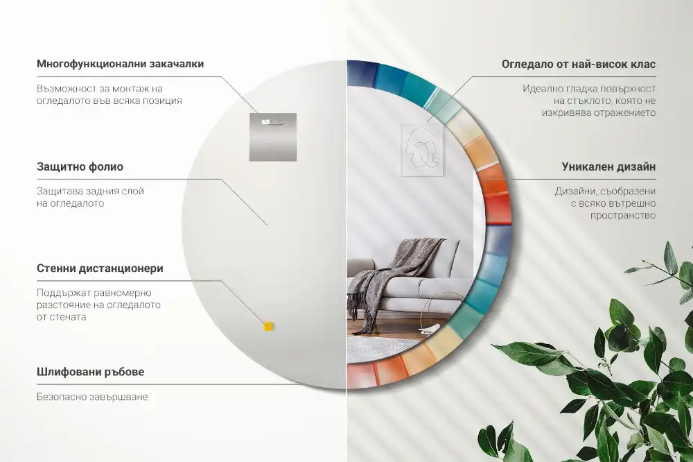 Okrúhle dekoračné zrkadlo na stenu Farebné lúče dlaždíc