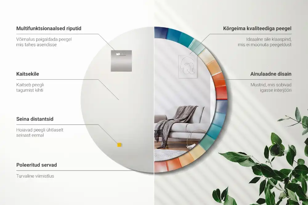 Okrúhle dekoračné zrkadlo na stenu Farebné lúče dlaždíc