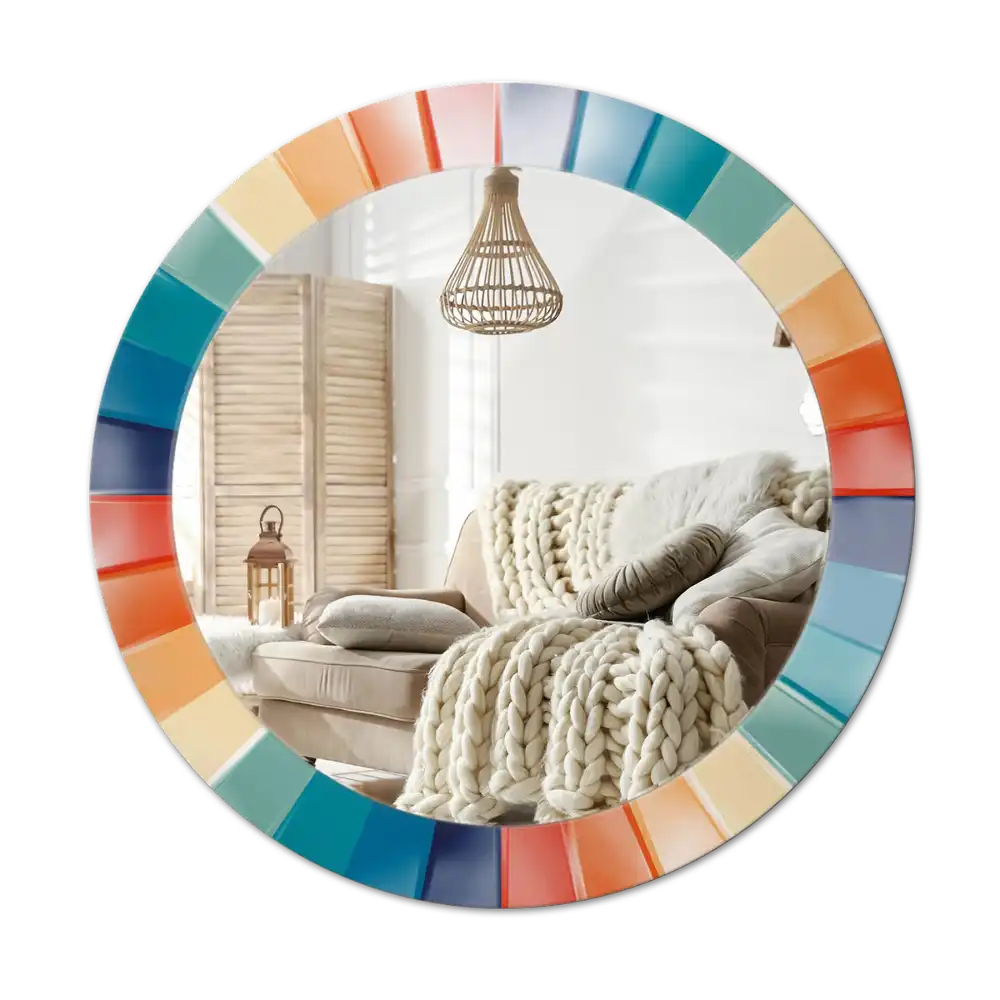 Okrúhle dekoračné zrkadlo na stenu Farebné lúče dlaždíc