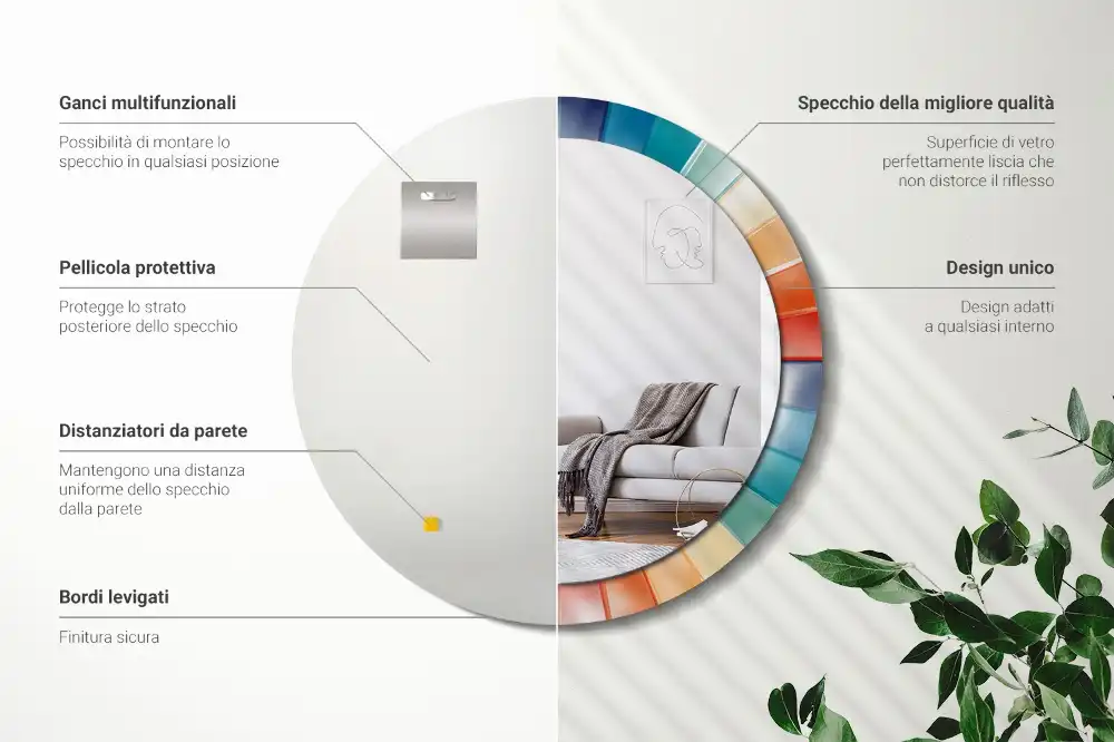 Okrúhle dekoračné zrkadlo na stenu Farebné lúče dlaždíc