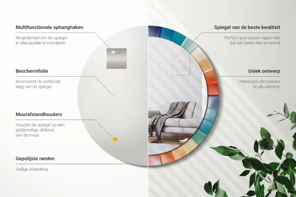 Okrúhle dekoračné zrkadlo na stenu Farebné lúče dlaždíc