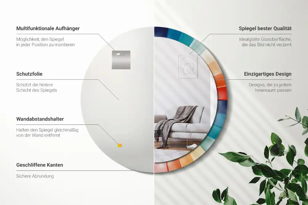 Okrúhle dekoračné zrkadlo na stenu Farebné lúče dlaždíc