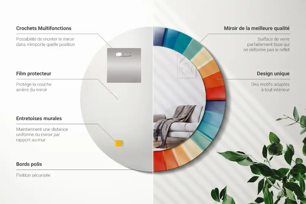 Okrúhle dekoračné zrkadlo na stenu Farebné lúče dlaždíc