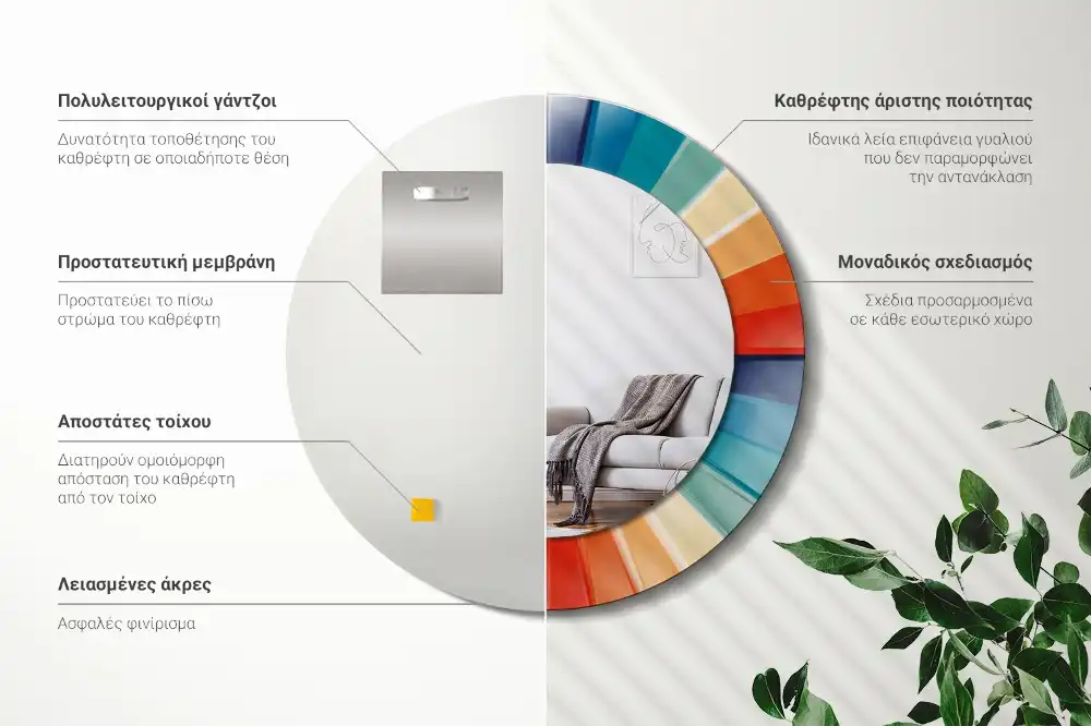 Okrúhle dekoračné zrkadlo na stenu Farebné lúče dlaždíc