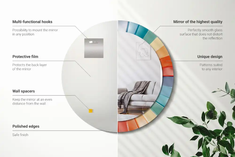 Okrúhle dekoračné zrkadlo na stenu Farebné lúče dlaždíc