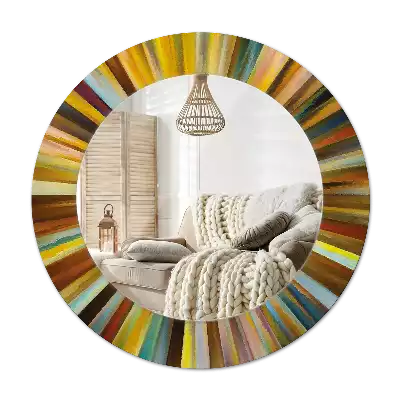 Okrúhle zrkadlo s potlačeným rámom Farebné lúče