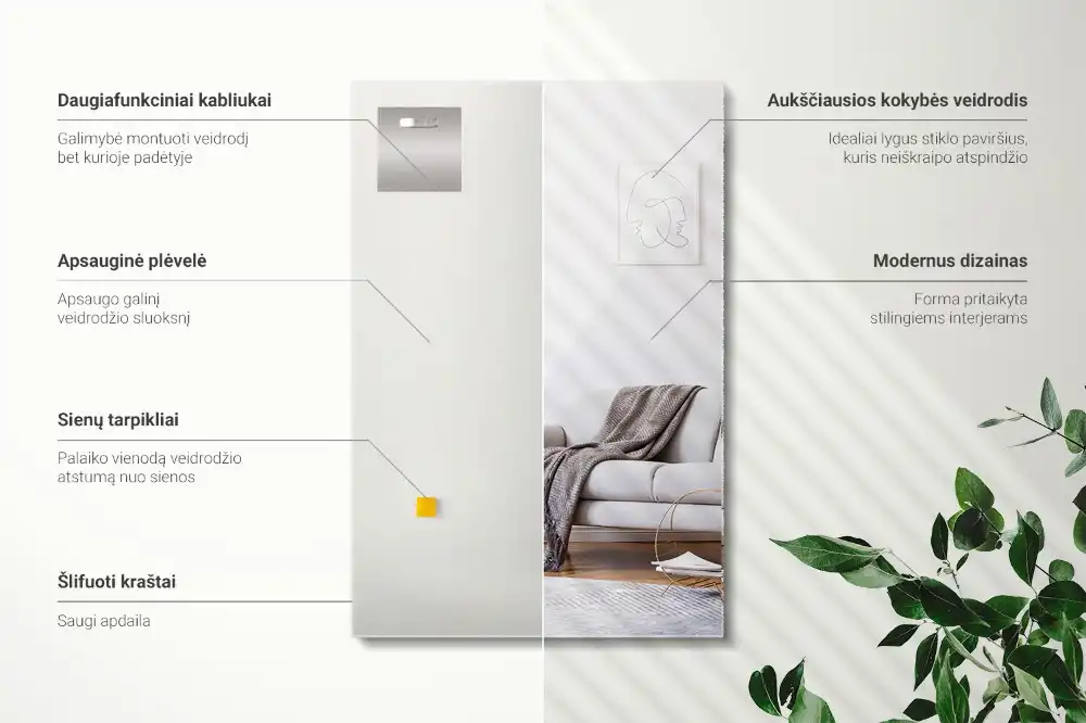 Obdžnikové zrkadlo bez rámu moderné